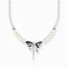 Women THOMAS SABO Necklaces|925 Silver-Silver bow necklace with freshwater pearls Lovely Romance