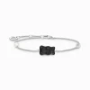 Women THOMAS SABO Bracelets|Black-Silver bracelet with black Goldbears, freshwater pearl & zirconia
