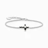 Women THOMAS SABO Bracelets|925 Silver-Silver bracelet with black zirconia and cross Cross Romance