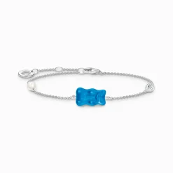 Women THOMAS SABO Bracelets|925 Silver-Silver bracelet with blue goldbears, freshwater pearl & zirconia