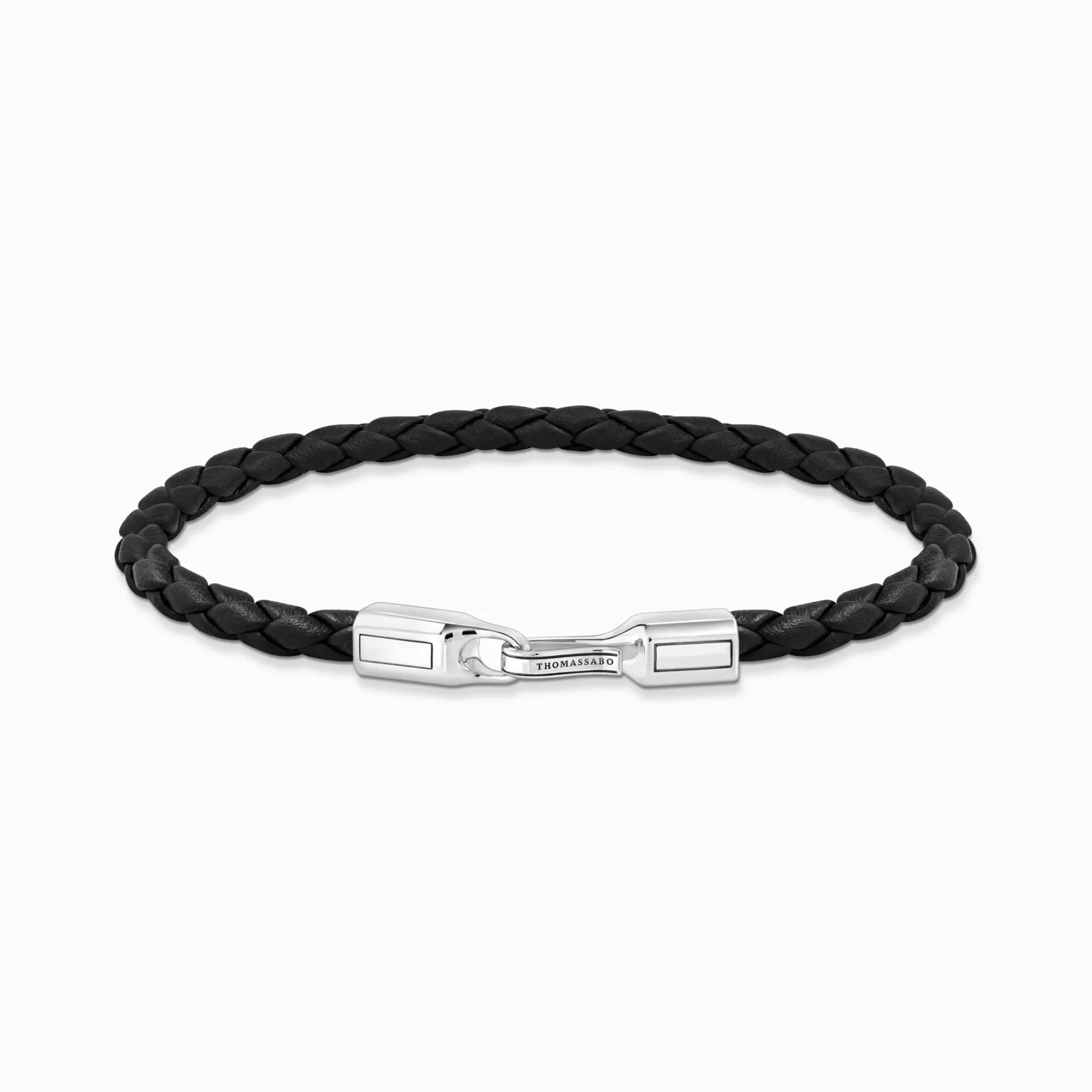 Women THOMAS SABO Bracelets|Bracelets-Silver bracelet with braided, black leather