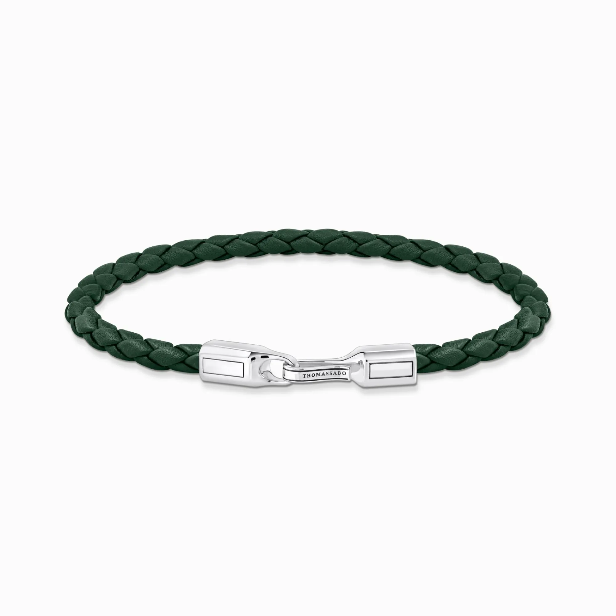 Women THOMAS SABO Bracelets|Bracelets-Silver bracelet with braided, green leather