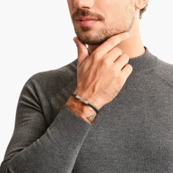 Women THOMAS SABO Bracelets|Bracelets-Silver bracelet with braided, green leather
