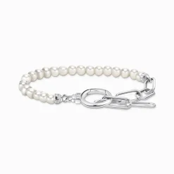 Women THOMAS SABO Bracelets-Silver bracelet with freshwater cultured pearls and zirconia