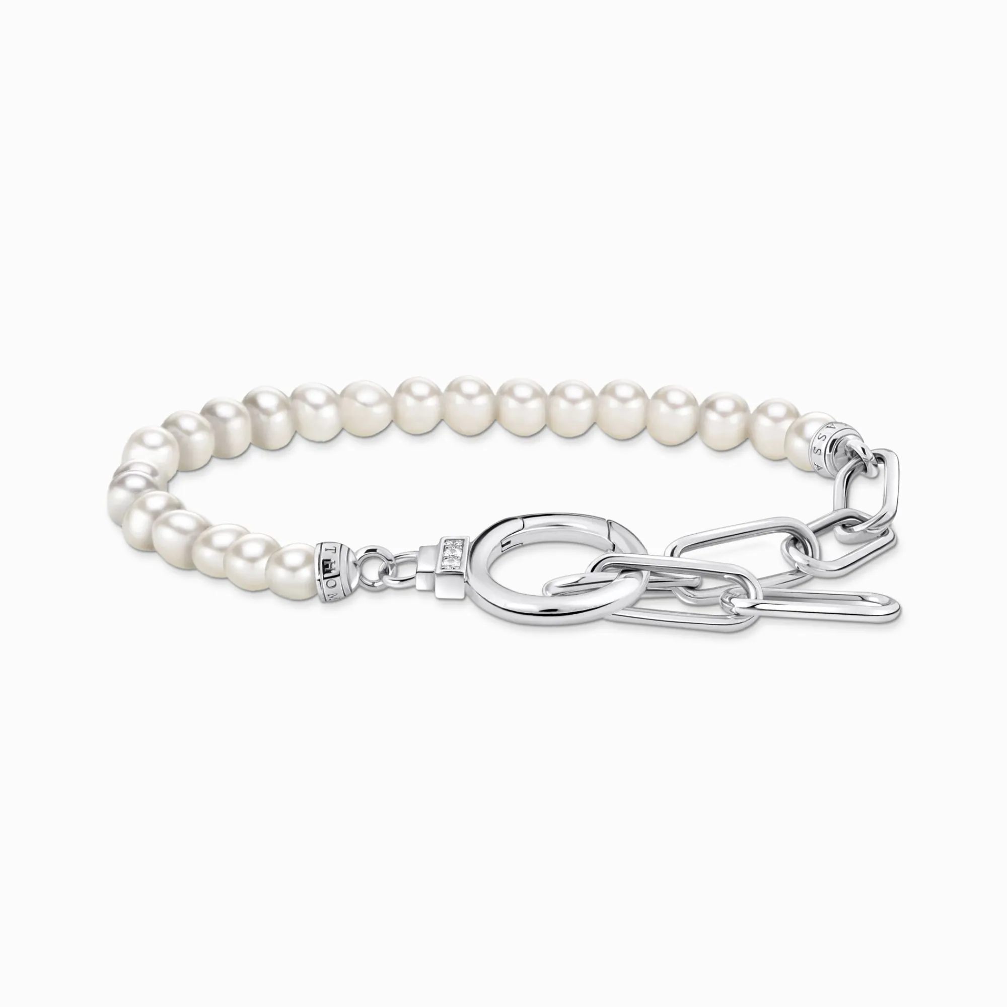 Women THOMAS SABO Bracelets-Silver bracelet with freshwater cultured pearls and zirconia