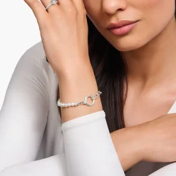 Women THOMAS SABO Bracelets-Silver bracelet with freshwater cultured pearls and zirconia