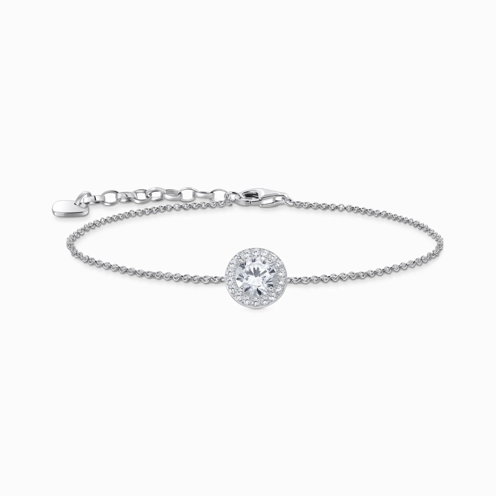Women THOMAS SABO Bracelets|925 Silver-Silver bracelet with halo pendant and white zirconia