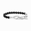 Women THOMAS SABO Bracelets|925 Silver-Silver bracelet with onyx beads and white zirconia