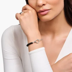 Women THOMAS SABO Bracelets|925 Silver-Silver bracelet with onyx beads and white zirconia