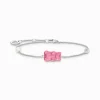 Women THOMAS SABO Bracelets|925 Silver-Silver bracelet with pink goldbears, freshwater pearl & zirconia