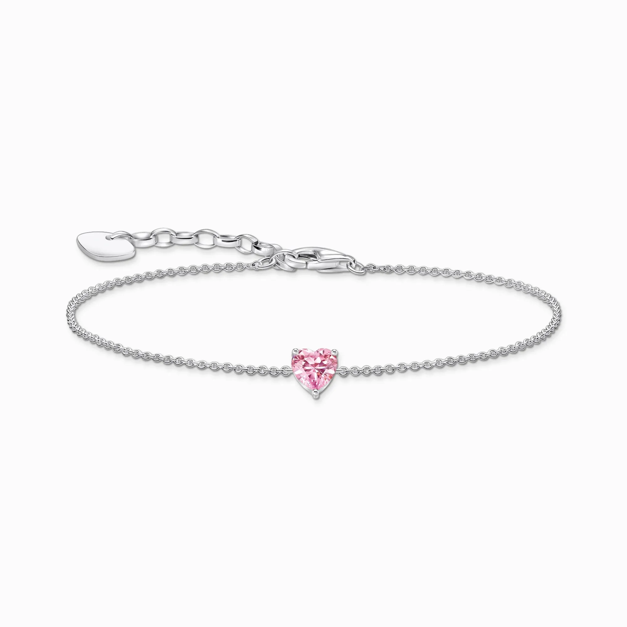 Women THOMAS SABO Bracelets|925 Silver-Silver bracelet with pink heart-shaped pendant