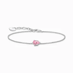 Women THOMAS SABO Bracelets|925 Silver-Silver bracelet with pink drop-shaped pendant