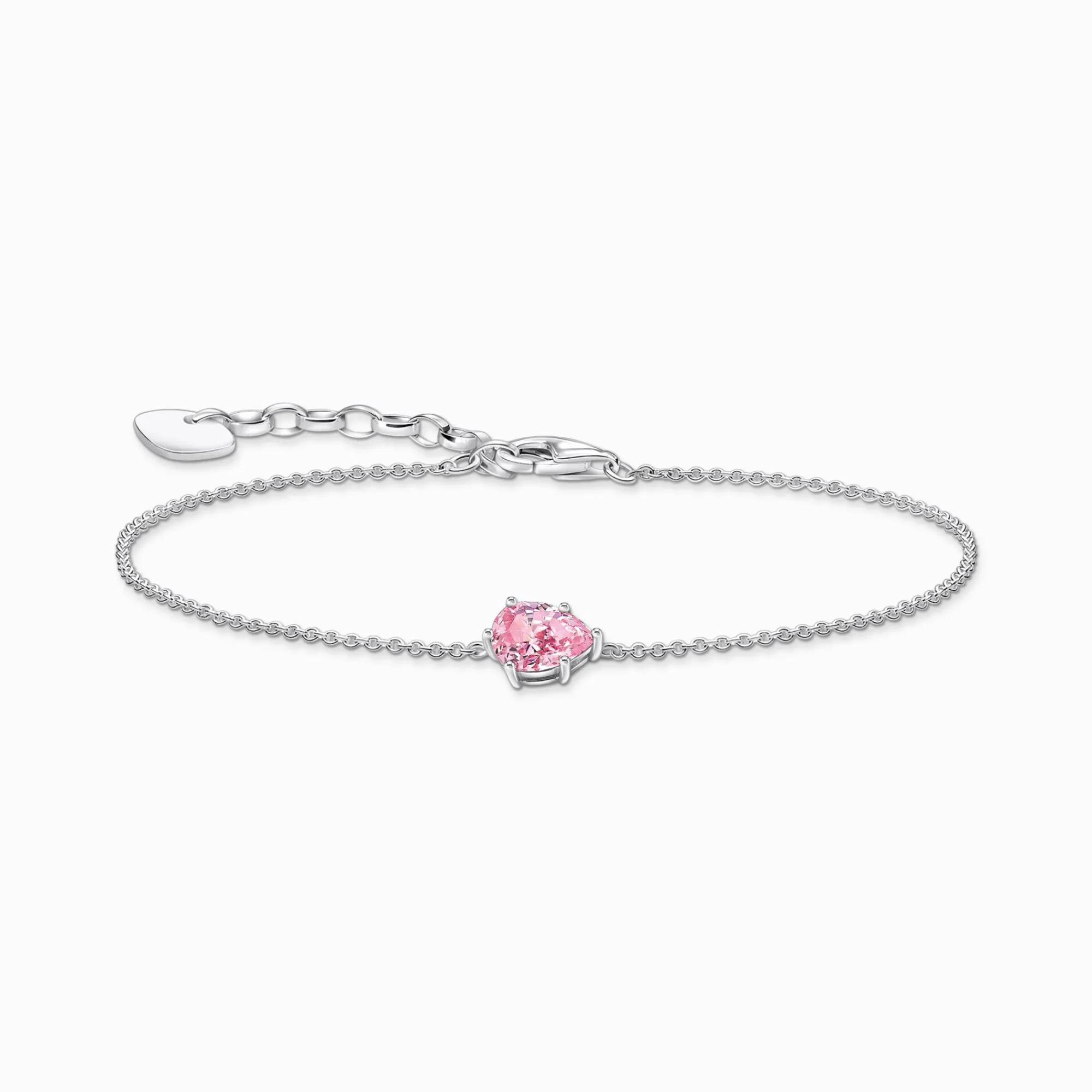 Women THOMAS SABO Bracelets|925 Silver-Silver bracelet with pink drop-shaped pendant