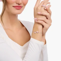 Women THOMAS SABO Bracelets|925 Silver-Silver bracelet with pink drop-shaped pendant