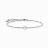 Women THOMAS SABO Bracelets|925 Silver-Silver bracelet with square pendant and white zirconia