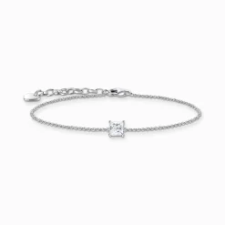 Women THOMAS SABO Bracelets|925 Silver-Silver bracelet with square pendant and white zirconia