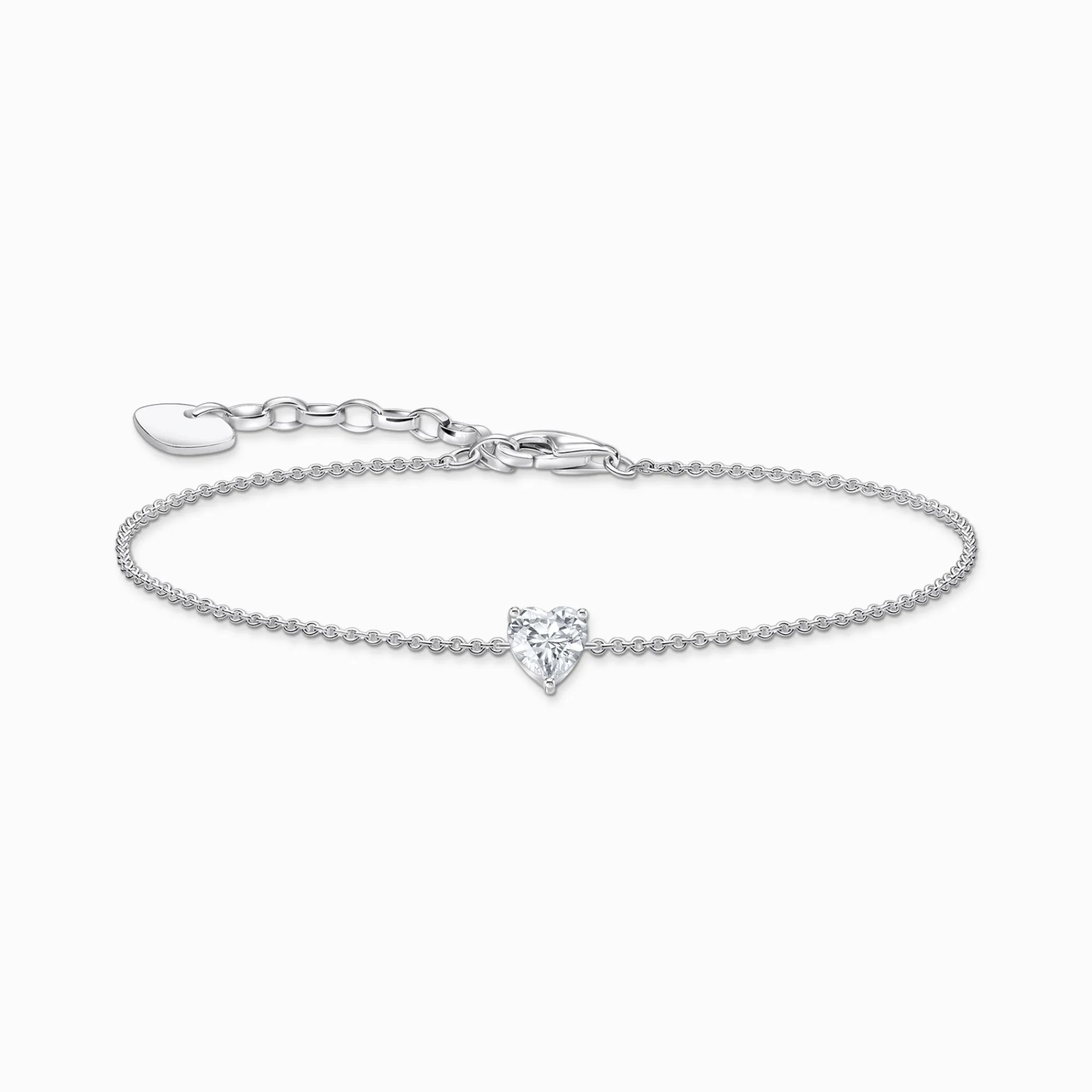 Women THOMAS SABO Bracelets-Silver bracelet with white heart-shaped pendant
