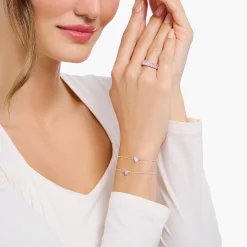Women THOMAS SABO Bracelets-Silver bracelet with white heart-shaped pendant