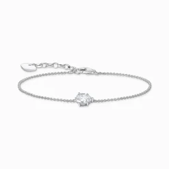 Women THOMAS SABO Bracelets-Silver bracelet with white drop-shaped pendant