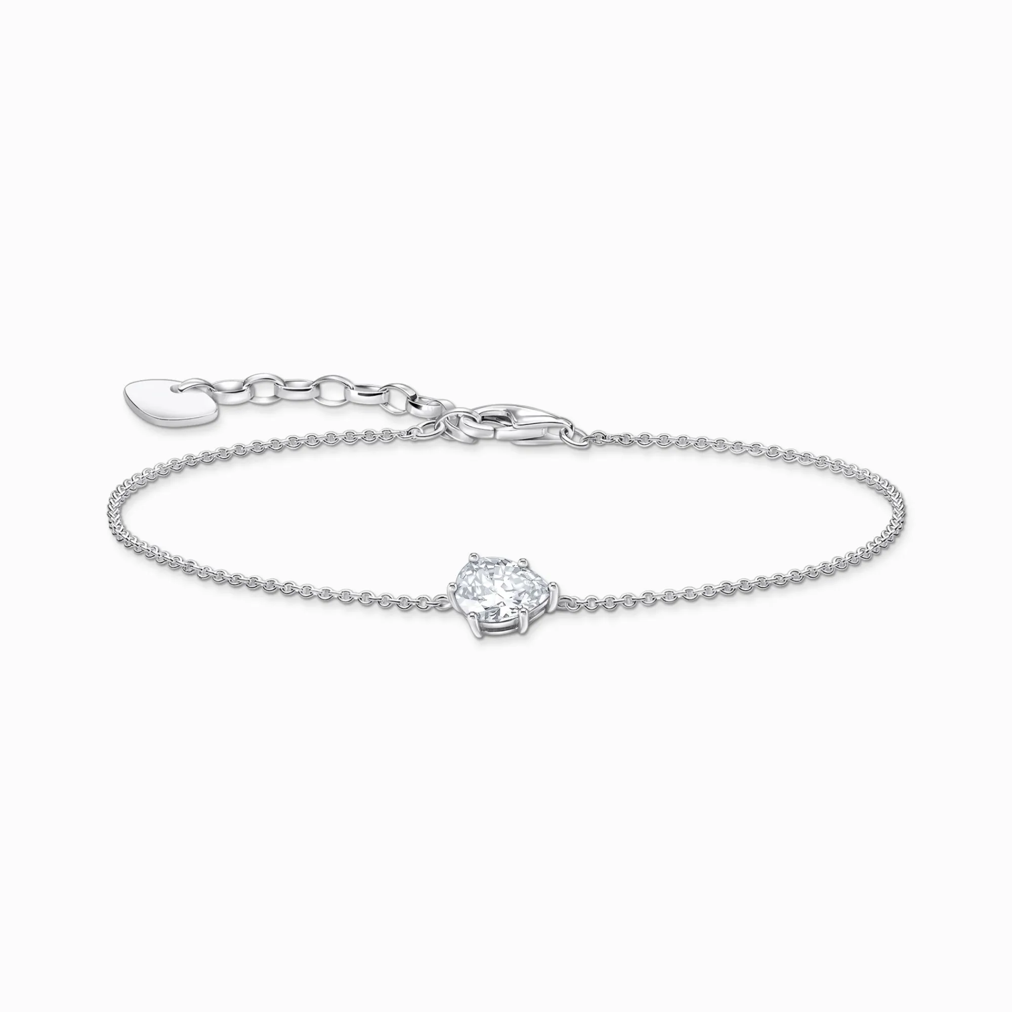 Women THOMAS SABO Bracelets-Silver bracelet with white drop-shaped pendant