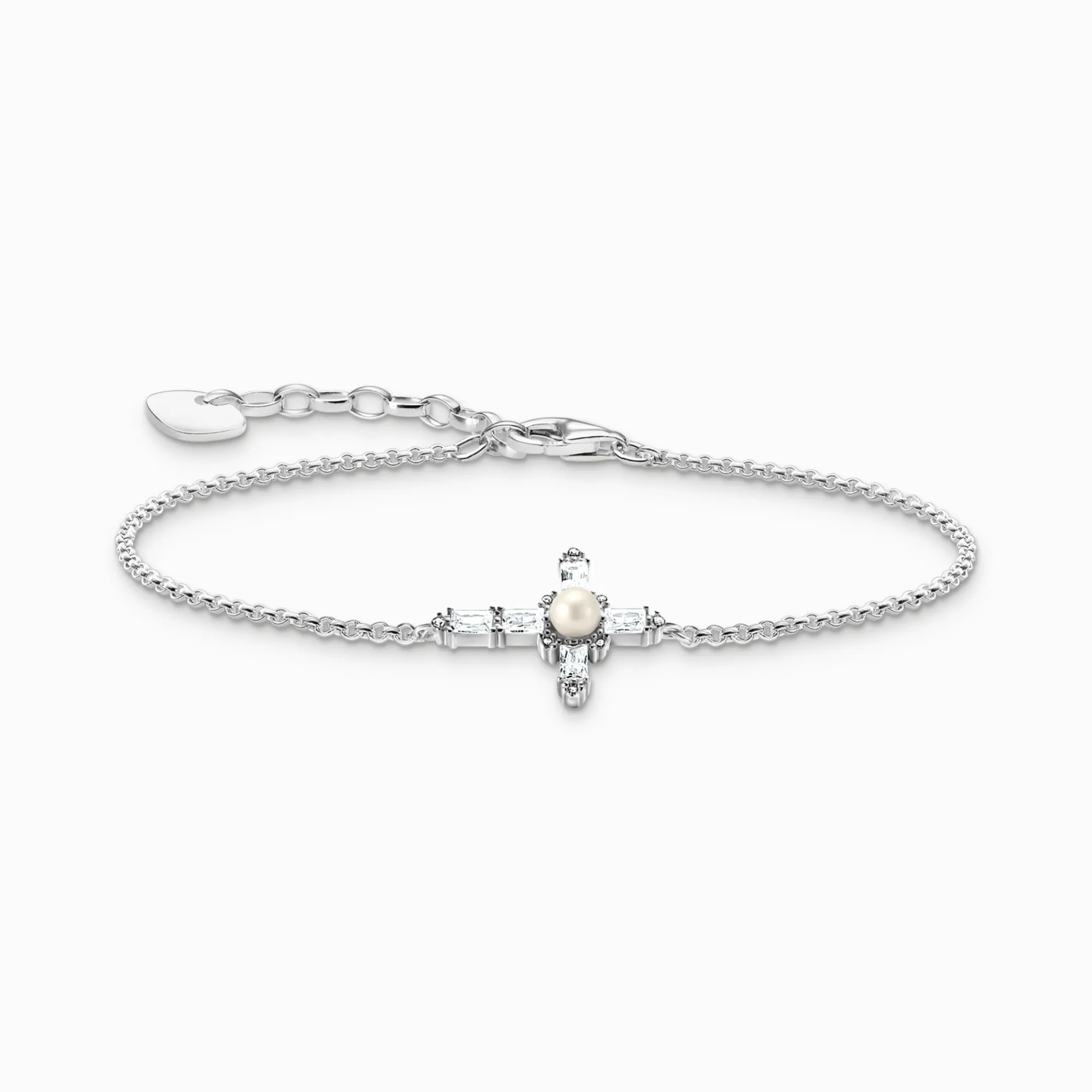 Women THOMAS SABO Bracelets|925 Silver-Silver bracelet with white cross Cross Romance