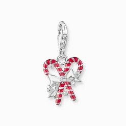 Women THOMAS SABO Charms|Charms-Silver candy canes charm pendant