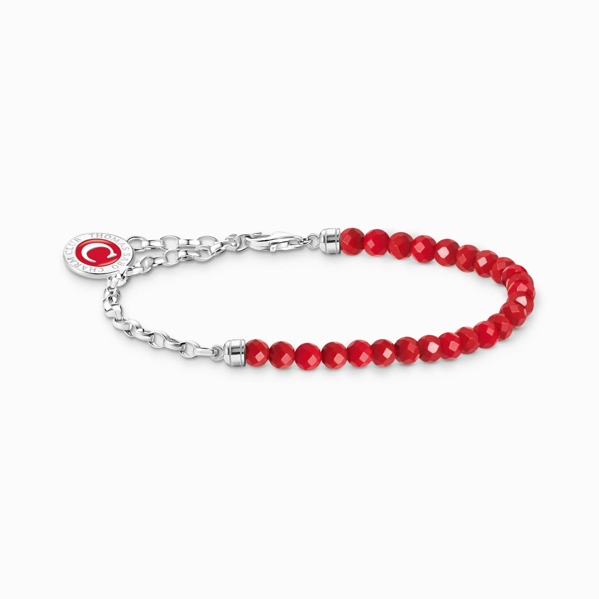 Women THOMAS SABO Charm Bracelets|Charm Bracelets-Silver charm bracelet with red beads