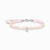 Women THOMAS SABO Charm Bracelets|Charm Bracelets-Silver charm bracelet with rose beads