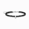 Women THOMAS SABO Charm Bracelets|Charm Bracelets-Silver charm bracelet with black beads