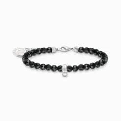 Women THOMAS SABO Charm Bracelets|Charm Bracelets-Silver charm bracelet with black beads