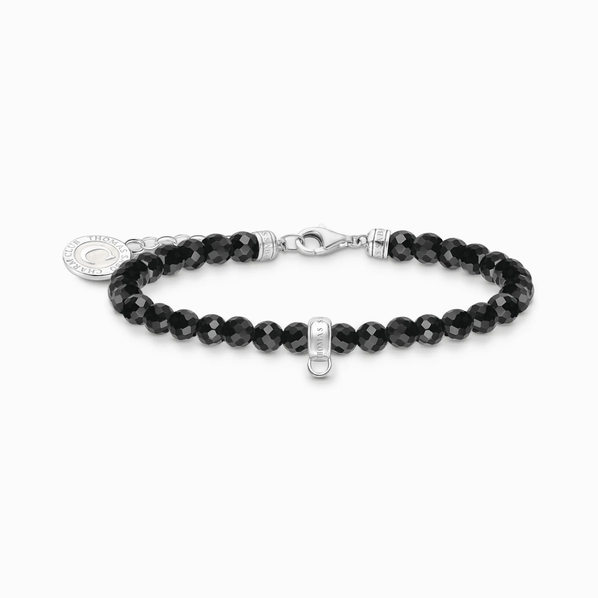 Women THOMAS SABO Charm Bracelets|Charm Bracelets-Silver charm bracelet with black beads