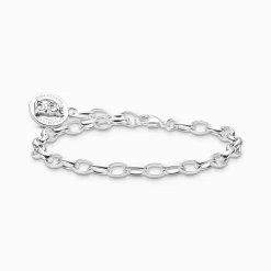 Women THOMAS SABO Bracelets|Charm Bracelets-Silver charm bracelet with goldbears logo ring