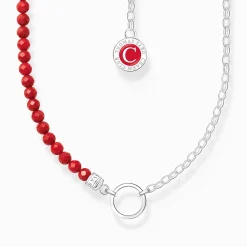 Women THOMAS SABO Charm Necklaces|Charm Necklaces-Silver charm necklace with red beads