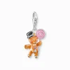 Women THOMAS SABO Charms|Charms-Silver charm pendant gingerbread man with stones and cold enamel
