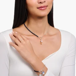 Women THOMAS SABO Charms|Charms-Silver charm pendant gingerbread man with stones and cold enamel