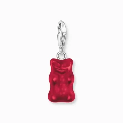 Women THOMAS SABO Charms|Charms-Silver charm pendant goldbears in red