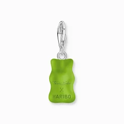 Women THOMAS SABO Charms|Charms-Silver charm pendant goldbears in green