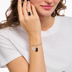 Women THOMAS SABO Charms|Charms-Silver charm pendant Goldbears in black