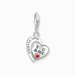 Women THOMAS SABO Charms|Charms-Silver charm pendant in heart-shape with engraving