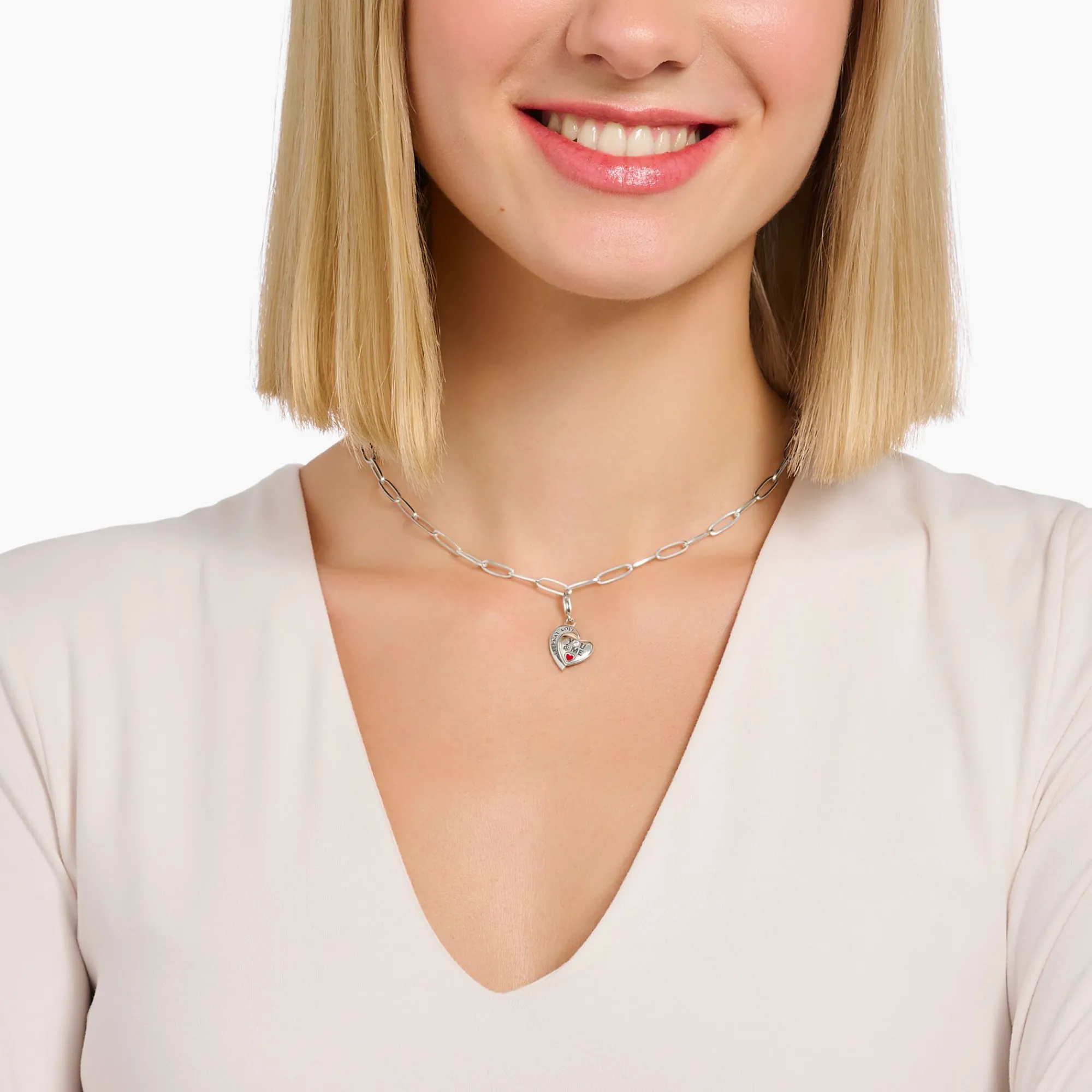 Women THOMAS SABO Charms|Charms-Silver charm pendant in heart-shape with engraving