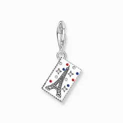 Women THOMAS SABO Charms|Charms-Silver charm pendant in stamp design with Eiffel Tower
