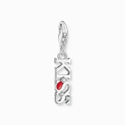 Women THOMAS SABO Charms|Charms-Silver charm pendant KISS with white zirconia