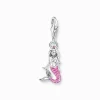 Women THOMAS SABO Charms|Charms-Silver charm pendant little mermaid with pink cold enamel