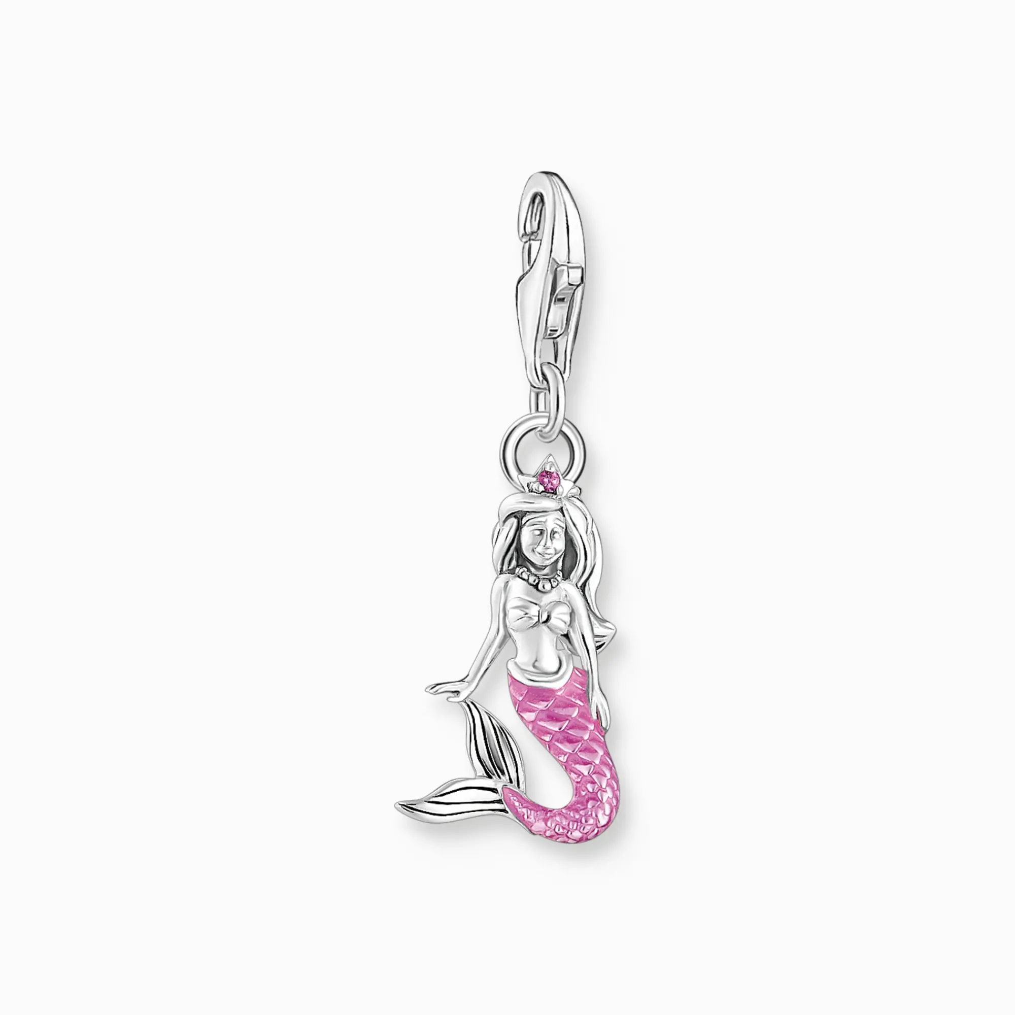 Women THOMAS SABO Charms|Charms-Silver charm pendant little mermaid with pink cold enamel