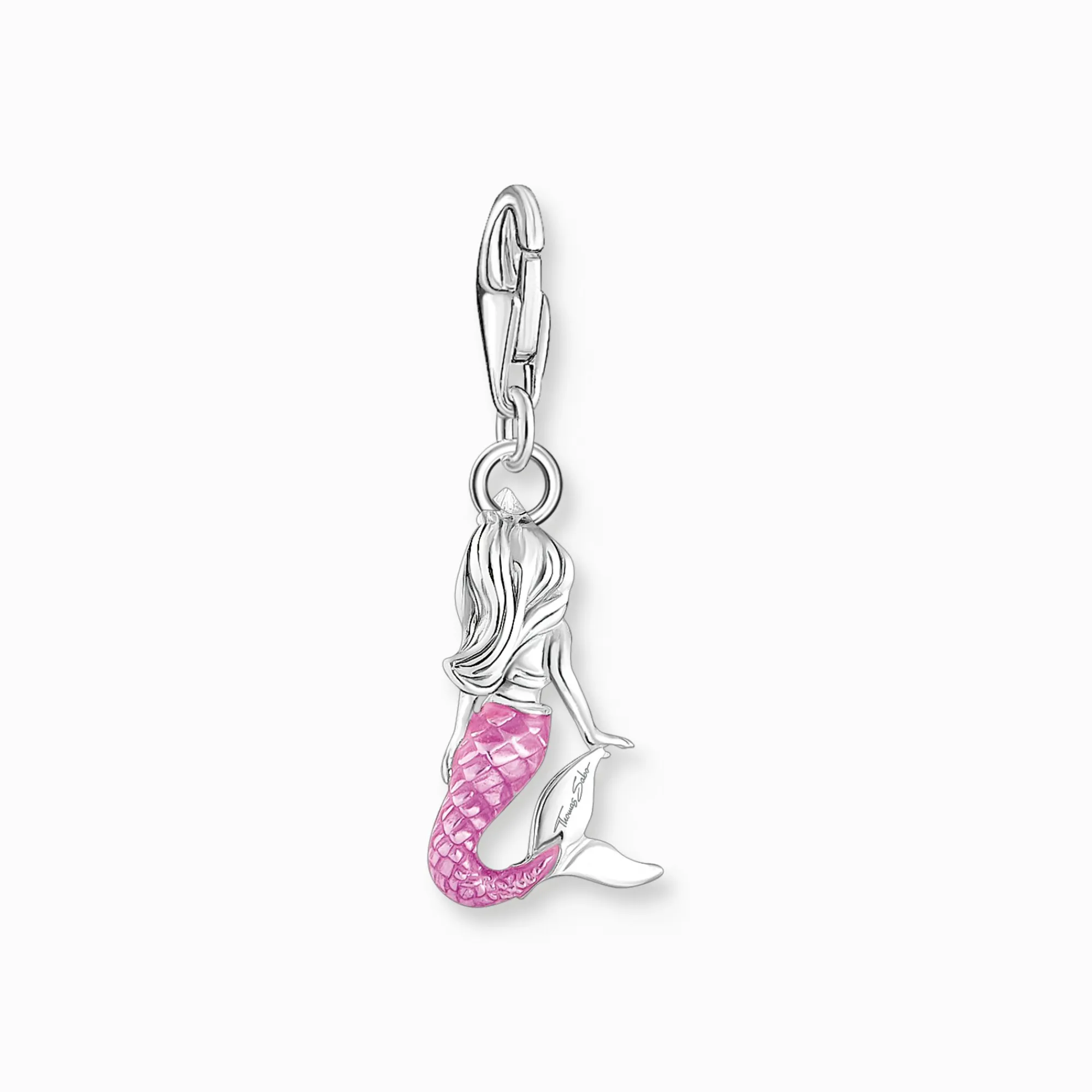 Women THOMAS SABO Charms|Charms-Silver charm pendant little mermaid with pink cold enamel