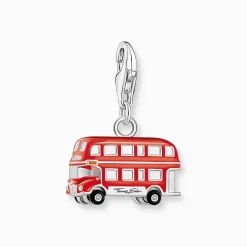 Women THOMAS SABO Charms|Charms-Silver charm pendant LONDON bus with red cold enamel