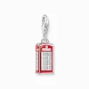 Women THOMAS SABO Charms|Charms-Silver charm pendant LONDON telephone box with red cold enamel