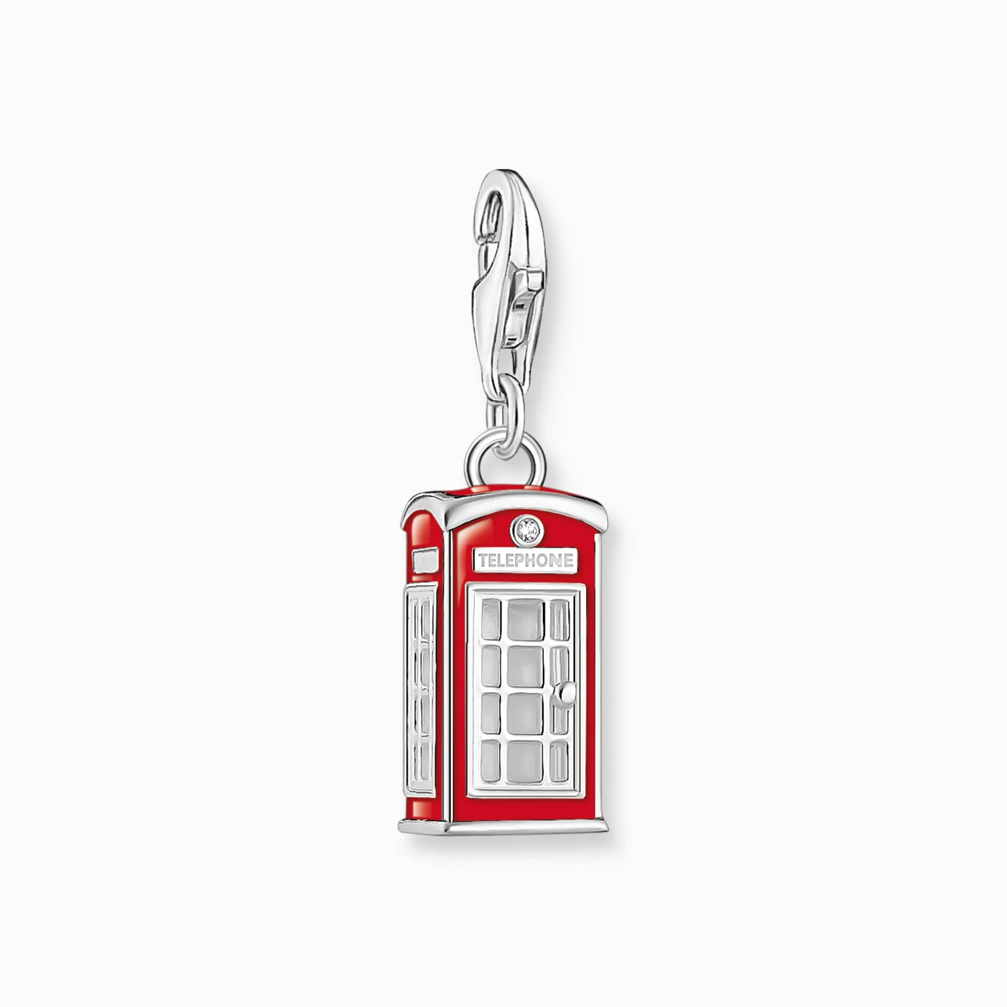 Women THOMAS SABO Charms|Charms-Silver charm pendant LONDON telephone box with red cold enamel