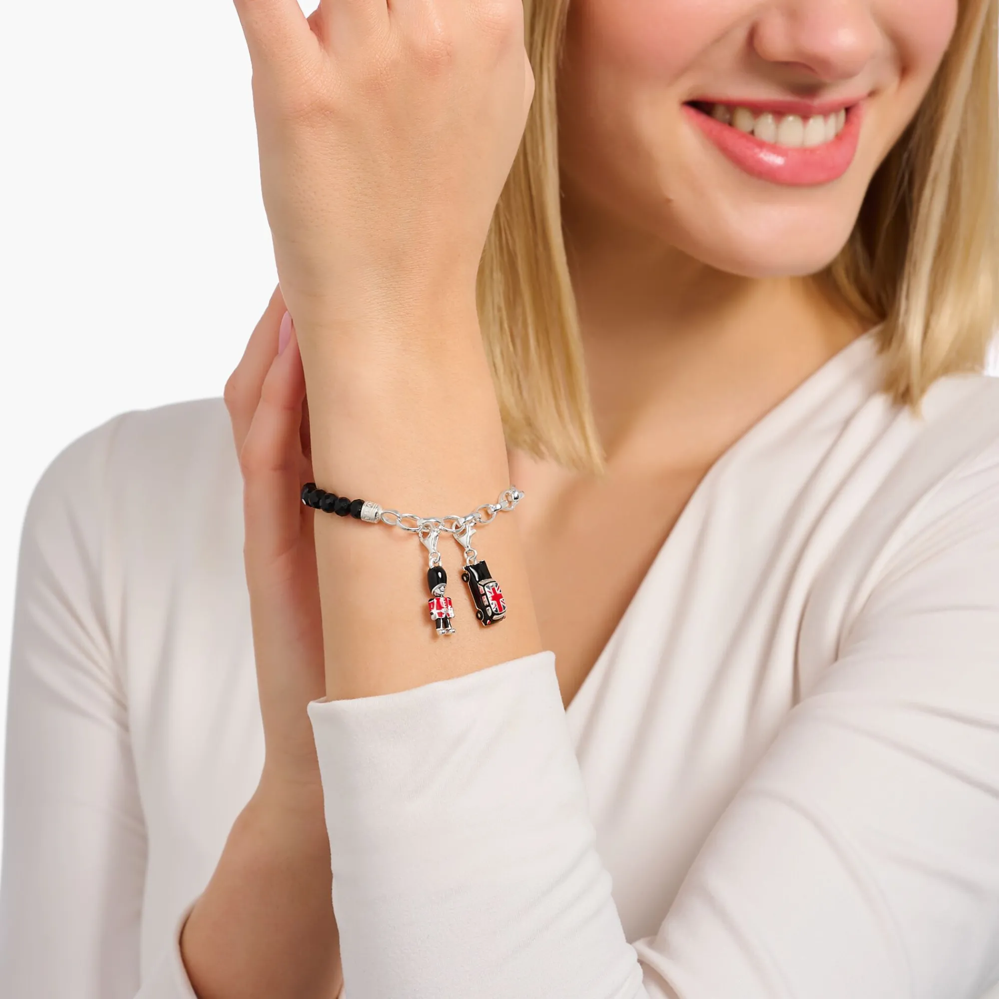 Women THOMAS SABO Charms|Charms-Silver charm pendant LONDON taxi with Union Jack