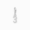 Women THOMAS SABO Charms|Charms-Silver charm pendant number 3 with zirconia